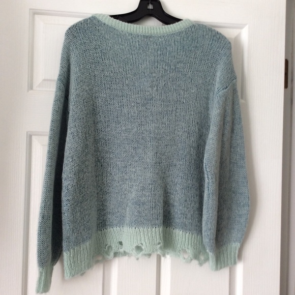 Splendid distressed blue on blue sweater xs oversized plus NWT - Picture 5 of 10